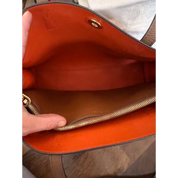 Tory Burch Brown Leather Large Walker Tote with Detachable Strap - Picture 7 of 13